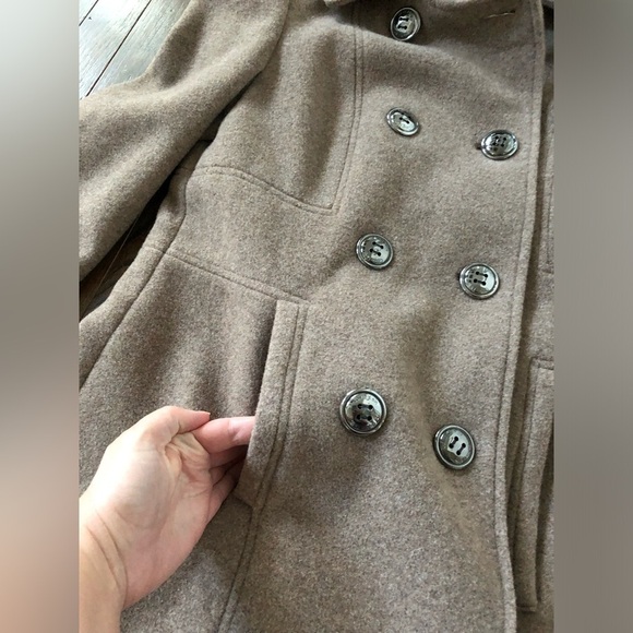 *NWOT* Calvin Klein Women’s 2 Petite Oat Wool Double-Breasted Peacoat - Picture 4 of 12